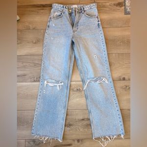 Zara Wide Leg, Distressed Denim